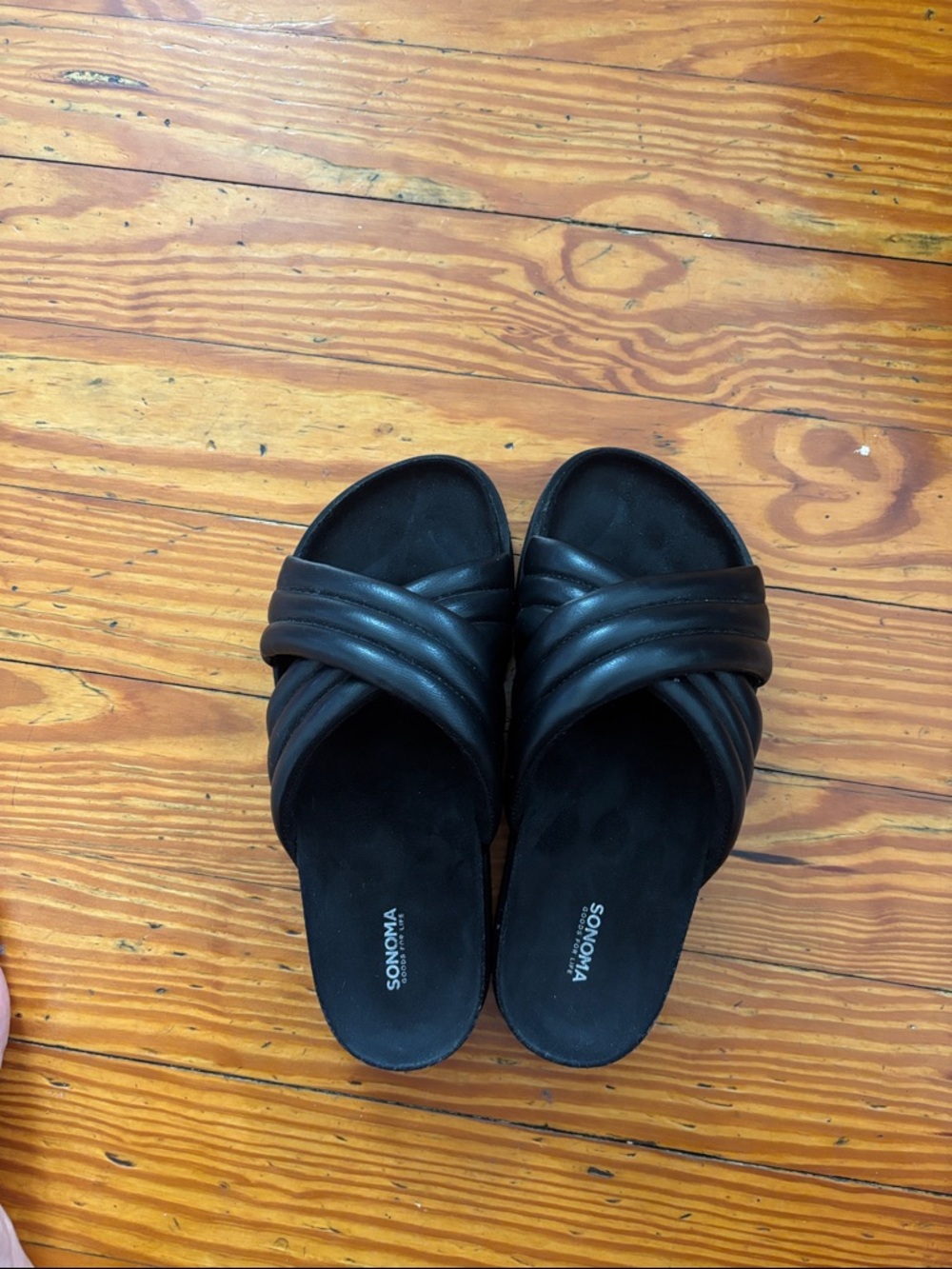 Sonoma Black Padded Crossover Slide Mules